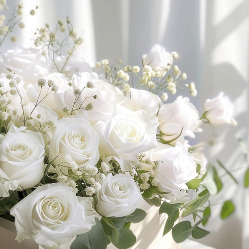 100 Pcs White Roses Artificial Flowers, Real Touch Velvet Roses Bouquet Fake Flowers Bulk, Artificial Roses with Long Stems for Valentines Day Gift DIY Bridal Wedding Centerpiece Decorations