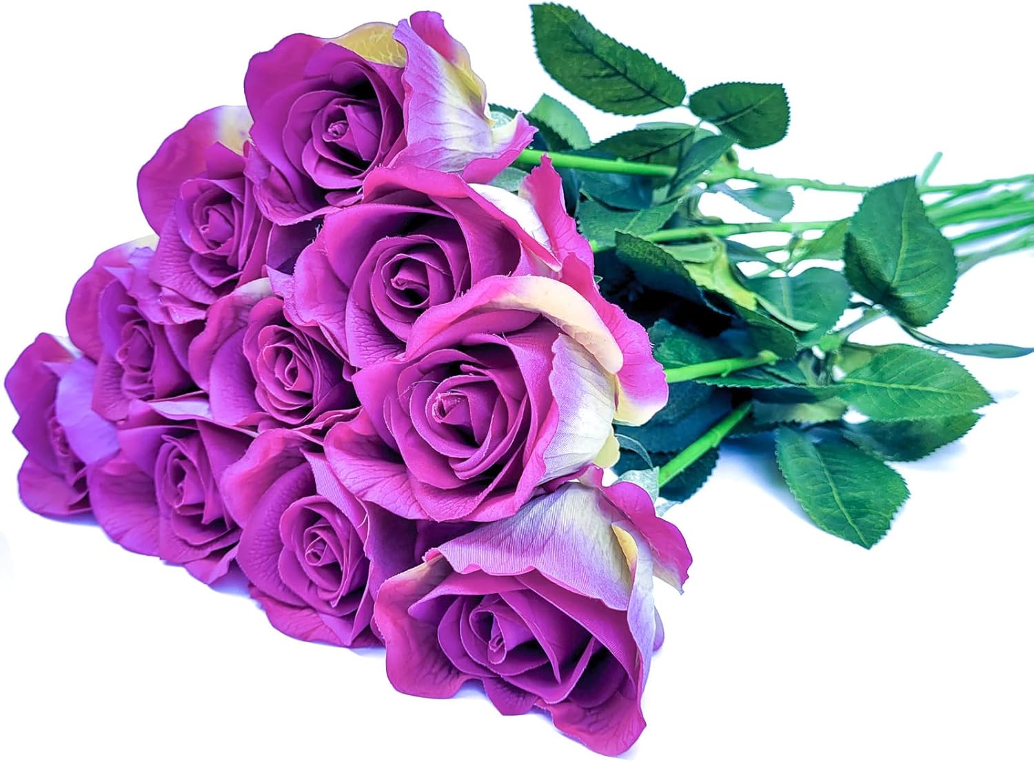 10 Single 26inch Real Touch Artificial Roses - Long Stem Fake Silk Flowers with Leaves, Looking Real, for Tall vase, Wedding, Home Decor, Centerpieces, Office Party, (10,Red)