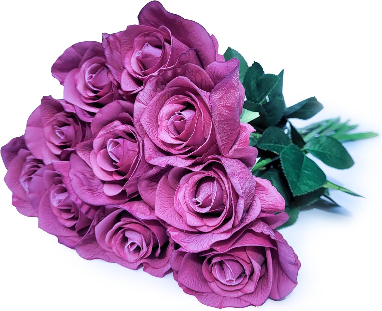 10 Single 26inch Real Touch Artificial Roses - Long Stem Fake Silk Flowers with Leaves, Looking Real, for Tall vase, Wedding, Home Decor, Centerpieces, Office Party, (10,Red)