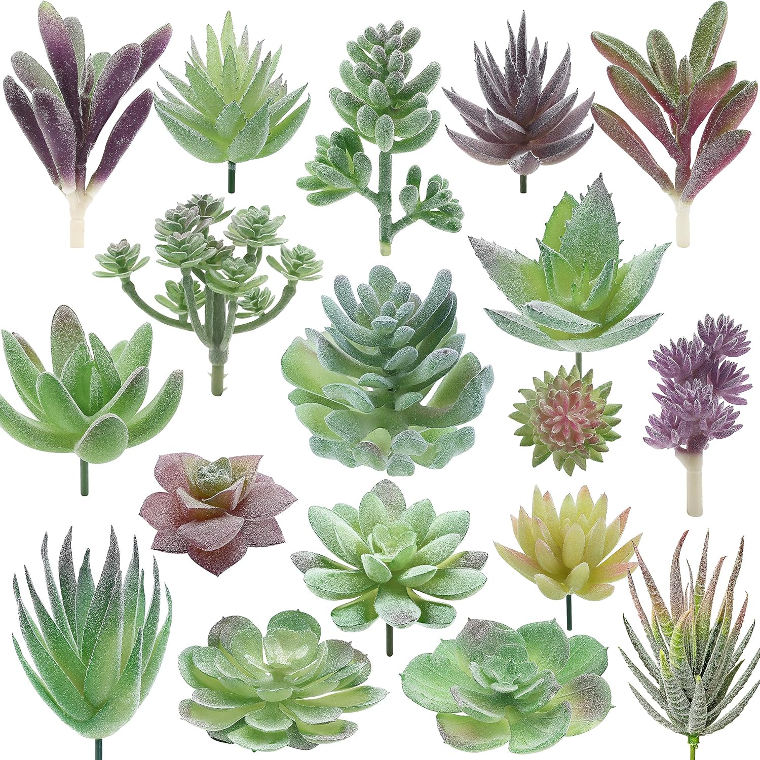 Artificial Succulent Plants - 18 Pack - Premium Fake Plants - Double Flocked Succulents - Realistic Textured Cactus - Face Succulent Plants - Mini Faux Succulents - Face Plant Decor